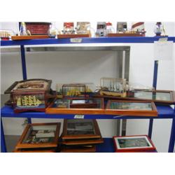 Shelf of Ships in a bottle & Shadow boxes(8888)