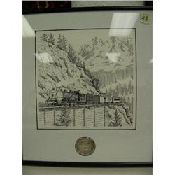 J. Cote Seuter AK RR "Seward Outbound" 260/500 1992, has one oz silver medallion