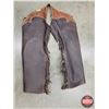 Image 1 : Leather Chaps (42"L)  (Note : Worn) (SEE PICS!)  (Listing & Descriptions are a GUIDE ONLY and are su