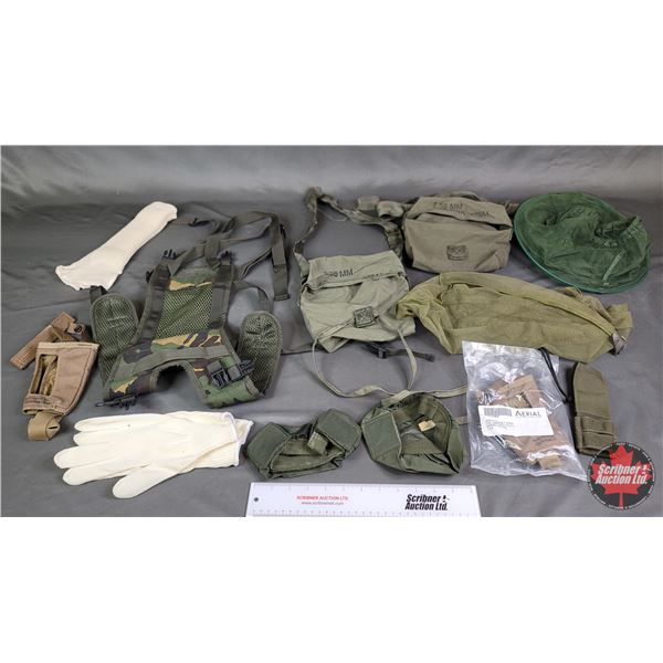 Tactical Military Gear including Pocket Assy, Blank Ammo Bag, Food Net, Gloves, Day Yoke, etc (SEE P
