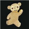 Image 2 : Solid 14K Yellow Gold Detailed Textured Teddy Bear w/ Ruby Eyes Pin Brooch