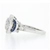 Image 7 : NEW 18k Gold 1.66 ctw GIA Round Diamond Baguette Halo Sapphire Bezel Milgrain Ri