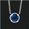 Image 3 : 14k White Gold 0.78 ctw Round Prong Sapphire Solitaire Pendant Chain Necklace