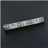 Image 6 : Antique Art Deco 14k White Gold Aquamarine Diamond Open Filigree Bar Pin Brooch