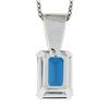 Image 6 : 14K White Gold 9.10 ctw Emerald Cut London Blue Topaz w/ Diamond Pendant & Chain