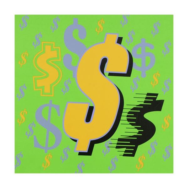 Dollar Signs (Green Italic) by Steve Kaufman (1960-2010)