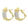 Image 3 : 14K Gold 0.70 ctw Round Pave Diamond Twisted Gold Wire Cuff Hoop Omega Earrings