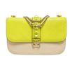 Image 1 : Valentino Yellow Green Leather Glam Lock Shoulder Bag