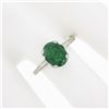 Image 3 : Antique 14k White Gold 1.64 ctw Oval Prong Set Emerald Step Sides Solitaire Ring