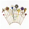 Image 1 : Antique Victorian Custom 14k Gold 11 Stick Pin Gemstone Pearl Tiara Crown Brooch