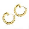 Image 4 : Vintage 18K Yellow Gold Nugget Textured Finish Hoop Huggie Clip On Earrings