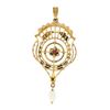 Image 4 : Antique Victorian 10K TT Gold Red Stone Pearl Dangle Open Work Lavalier Pendant