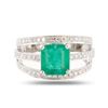 Image 2 : 2.11 ctw Emerald and 0.62 ctw Diamond 18K White Gold Ring