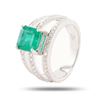 Image 3 : 2.11 ctw Emerald and 0.62 ctw Diamond 18K White Gold Ring