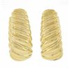 Image 1 : Milor Italian 14K Yellow Gold Polished Puffed Ribbed Wide Hoop Huggie Earrings