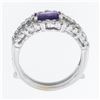 Image 6 : 14k White Gold 0.77 ctw Amethyst Solitaire & Diamond Wavy Insert Band Ring Set
