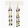 Image 1 : Vintage 18k Gold 4 Strand Amethyst Black Onyx Rondelle Bead Drop Dangle Earrings