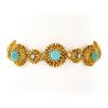 Image 3 : Vintage Handmade 18k Gold.45 ctw Diamond & Turquoise Textured Domed Link Bracele