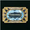 Image 4 : Antique Edwardian 18K Gold Large Oval Triangular Blue Stone & Diamond Brooch Pin
