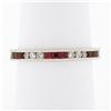 Image 4 : 18k White Gold 1.02 ctw Round Diamond & Square Ruby Milgrain Eternity Band Ring