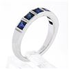 Image 9 : NEW Platinum 1.18 ctw Square Step Cut Sapphire Bezel Set Stack Wedding Band Ring