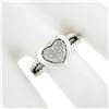 Image 3 : David Yurman Sterling Silver 0.25 ctw Pav Diamond Heart Dual Cable Cluster Ring