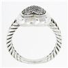 Image 7 : David Yurman Sterling Silver 0.25 ctw Pav Diamond Heart Dual Cable Cluster Ring
