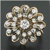 Image 2 : Vintage 14k TT Gold 1.10 ctw Round Diamond Flower Cluster Platter Cocktail Ring