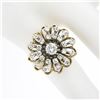 Image 3 : Vintage 14k TT Gold 1.10 ctw Round Diamond Flower Cluster Platter Cocktail Ring
