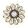 Image 4 : Vintage 14k TT Gold 1.10 ctw Round Diamond Flower Cluster Platter Cocktail Ring