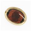 Image 4 : Antique 14K Yellow Gold Sideways Oval Carved Brown Glass Cameo Floral Pin Brooch