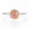 Image 5 : NEW 14K TT Gold GIA NO HEAT Padparadscha Sapphire & Diamond Halo Engagement Ring