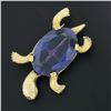 Image 2 : Vintage 14k Yellow Gold Oval Purple Stone Detailed Turtle or Tortoise Pin Brooch