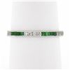 Image 4 : 18k White Gold 0.55 ctw Square Emerald & Round Diamond Milgrain Eternity Band Ri