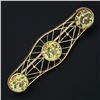 Image 3 : Antique 14k Gold 9.50 ctw GIA Greenish Yellow Sapphire Mosaic Open Work Pin Broo