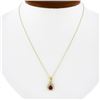 Image 1 : NEW 14k Gold 0.73 ctw Pear Ruby & Diamond Halo Petite Teardrop Pendant w/ Chain
