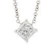 Image 2 : NEW 14k White Gold 0.41 ctw Princess Diamond Solitaire Petite Pendant Necklace