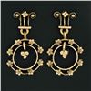 Image 2 : Vintage Victorian Revival 14k Yellow Gold Floral Open Work Drop Dangle Earrings
