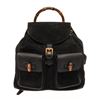 Image 1 : Gucci Black Suede Medium Vintage Bamboo Backpack