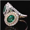 Image 2 : 2.43 ctw Emerald and 1.77 ctw Diamond 18K Yellow and White Gold Ring