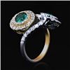Image 3 : 2.43 ctw Emerald and 1.77 ctw Diamond 18K Yellow and White Gold Ring