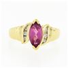 Image 4 : 14k Gold 1.00 ctw Marquise Pink Tourmaline w/ Round Diamond Channel Accents Ring