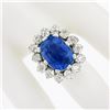 Image 4 : New Platinum AGL Ceylon NO HEAT Old Cut Sapphire Old Mine Diamond Large Ring