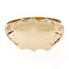 Image 4 : Men's Vintage 14K Yellow Gold Engraveable Shield Center Etched Shank Signet Ring