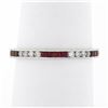 Image 1 : 18k White Gold 0.70 ctw Square Ruby & Round Diamond Milgrain Eternity Band Ring