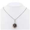 Image 2 : 14mm Black Cultured Tahitian Pearl and 0.99 ctw Diamond Platinum Pendant/Necklac