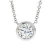 Image 2 : NEW 14k White Gold 0.55 ctw Round Bezel Diamond Solitaire Pendant Adjustable Cha