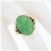 Image 3 : Vintage Retro 14K Rose Gold Oval Cabochon Marbled Jade Solitaire Cocktail Ring