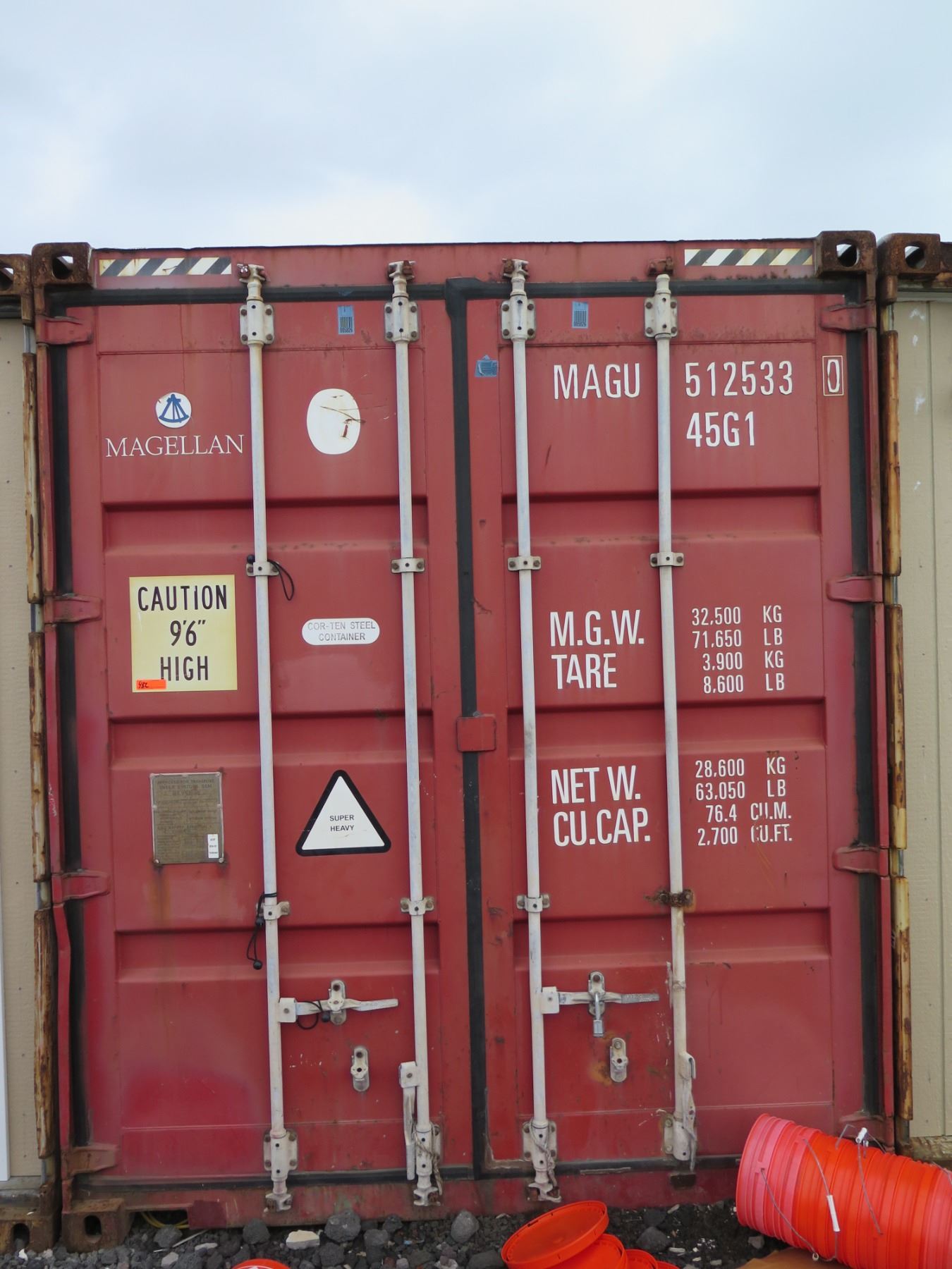 Container Secdudle Red 40-Foot Shipping Container, Modified w/ End Door (See pickup ...
