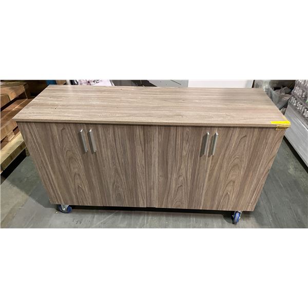 Solid wood 4-door drawer office credenza - approx 5ft x32in x 22in